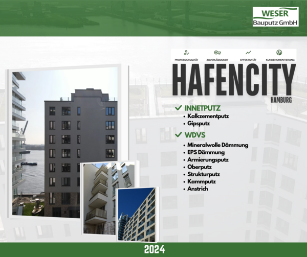 Neubau Strandkai, BF 57 Häuser, -Hafencity -Weser Bauputz GmbH Bremen
